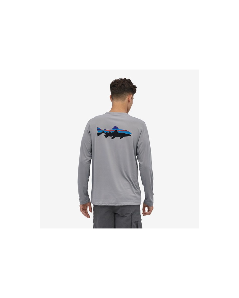 Men's Long-Sleeved Capilene® Cool Daily Fish Graphic Shirt Action Angler Salvia Green