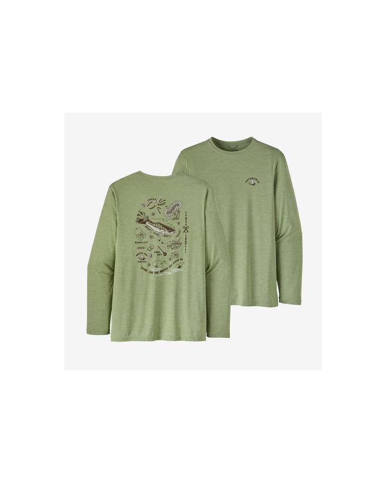 Men's Long-Sleeved Capilene® Cool Daily Fish Graphic Shirt Action Angler Salvia Green